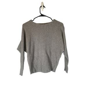 T Tahari Gray Long Batwing Sleeve Boat Neck Knit Sweater Women Sz S